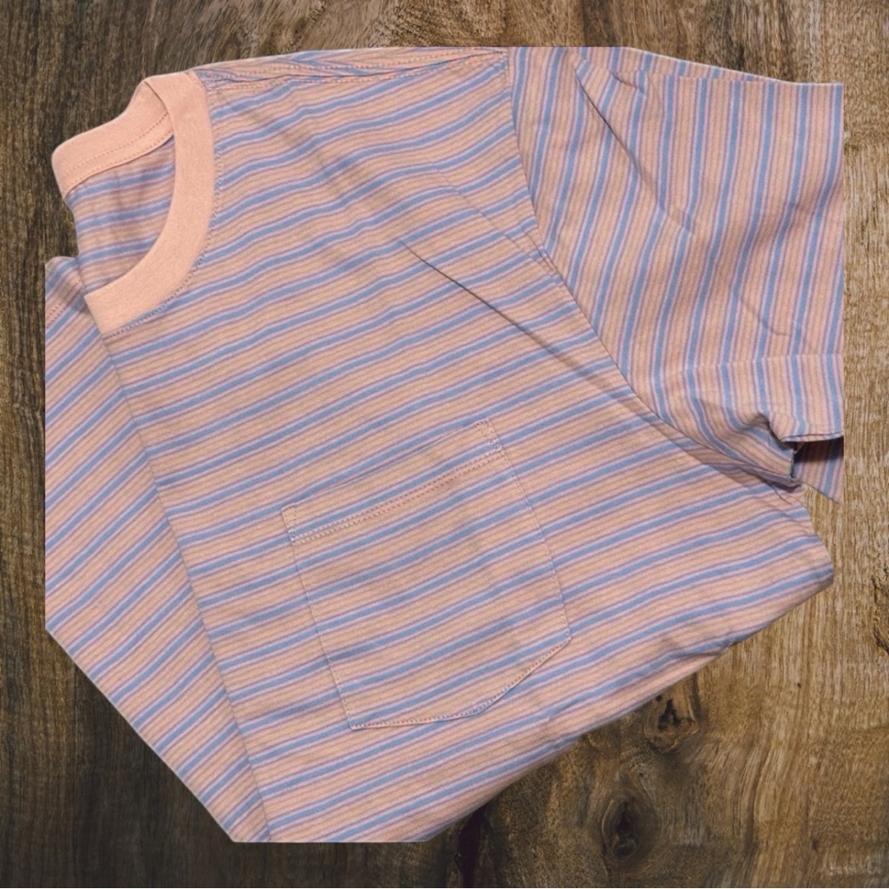 New Men’s GAP Pink Striped Crew Neck Short-Sleeve T-Shirt - Picture 2 of 5